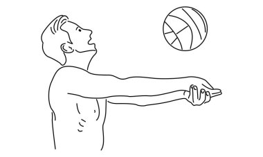 voleybol oyuncusu vektör illüstrasyonu çizgisi