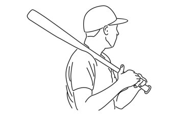 çizgi sanatı beyzbolcu vektör illüstrasyonu