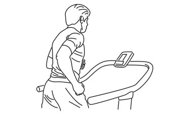 Koşu bandı vektör illüstrasyonlu insan eğitim hız çizgisi sanatı