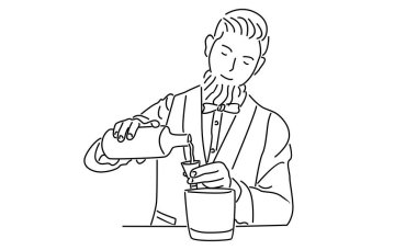 Barmen çizgisi kokteyl yapar.