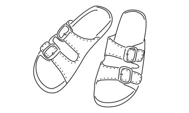 Yaz sandaletleri çizgisi vektör illüstrasyonu