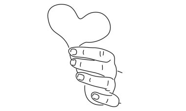 Bir kalp sembolü tutan el sanatı.