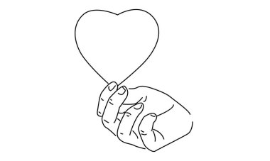 Bir kalp sembolü tutan el sanatı.