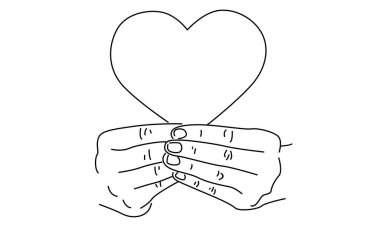 Bir kalp sembolü tutan el sanatı.