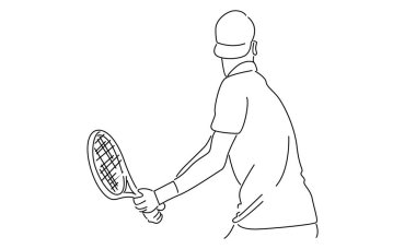 line art of tennis player clipart