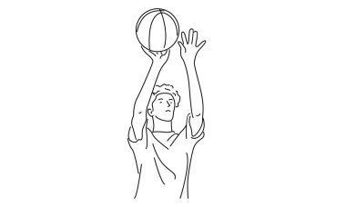 çizgi sanatı basketbol oyuncusu vektör illüstrasyonu