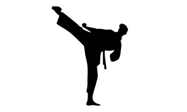 Karate savaşçı vektör illüstrasyonunun silüeti