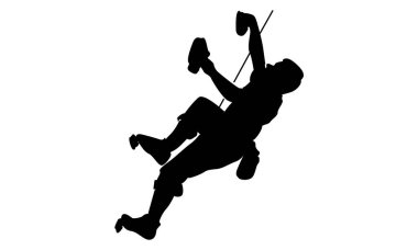 Uçuruma tırmanan bir adamın silüeti