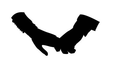 El ele tutuşan çift silueti vektör çizimi