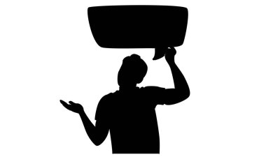 Pankart vektör çizimi tutan bir adamın silüeti