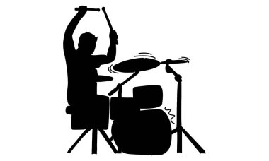 silhouette of man beating the drums vector illustration clipart