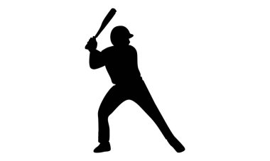 Beyzbol oyuncusu vektör illüstrasyonunun silüeti