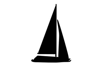 Yelkenli vektör illüstrasyonunun silueti