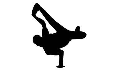 Erkek silueti spor dansı yapıyor Break dans vektör çizimi