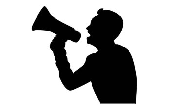 Adamın silueti megafonla bağırıyor.