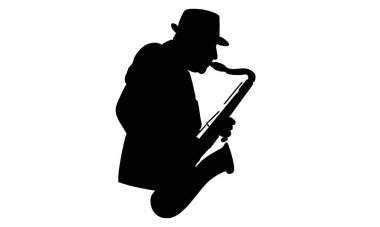 Erkek saksafoncu illüstrasyonunun silüeti