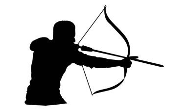 Okçu silueti hedefi vurmak için okçuluk yapmaya odaklan.