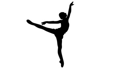 Kadın balerin vektör çiziminin silüeti