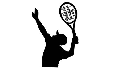 Tenisçi vektör illüstrasyonunun silüeti