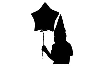 Yıldız balonlu kız silueti