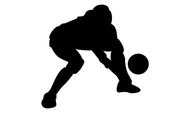 Voleybol oyuncusu vektör illüstrasyonunun silueti