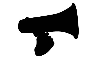 El kamerasının silueti megafonu tutuyor.