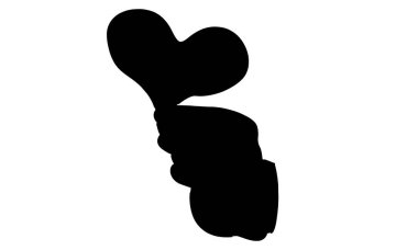 Kalbin bir parçasını tutan elin silueti.