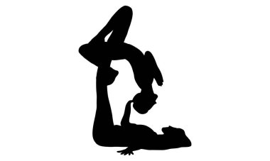 yoga pose yapıyor kadın silüeti