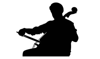 Çello müzik çalar vektör illüstrasyonunun silüeti