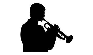 Saksafoncu vektör illüstrasyonunun silueti