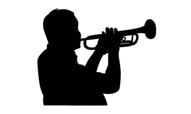 Saksafoncu vektör illüstrasyonunun silueti