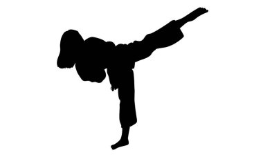 Kadın karate illüstrasyonunun silüeti