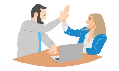 iş adamı ve iş kadını tartışmasının düz çizimi