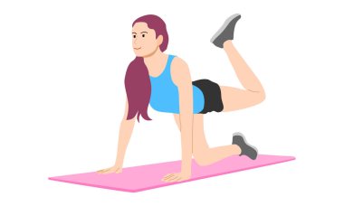 Yoga yapan bir kadının düz çizimi