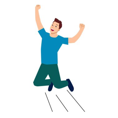 Mutlu adam zıplıyor. Vektör düz resimleme