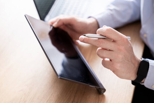 Professional using digital tools in their workday