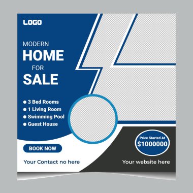 Sosyal medya modern ev afişi