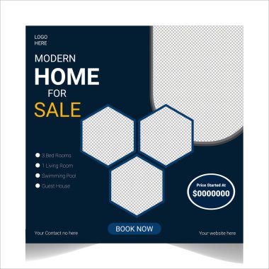 Sosyal medya modern ev pankartı tasarımı