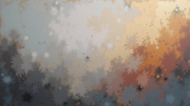 A textured abstract painting featuring a mix of soft, cloudy patterns in shades of orange, gray, and white. Rough brush strokes create depth and contrast, evoking a sense of weathered, atmospheric beauty. AI generated