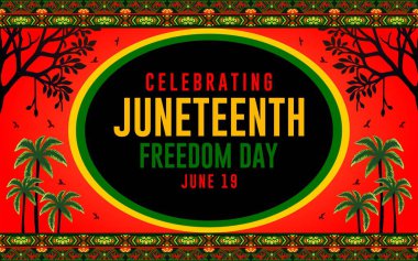 Haziran Özgürlük Günü 'nde. Afro-Amerikan Bağımsızlık Günü. Haziran bayramı afişi. Vektör illüstrasyonu