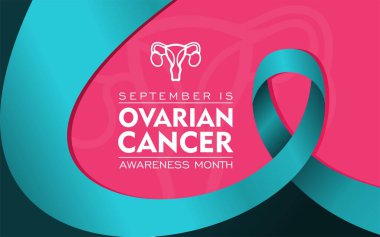 Eylül ayı yumurtalık kanseri farkındalığı ayı. Yumurtalık kanseri farkındalığı her yıl Eylül ayında gözlemlenir. Pankart, poster, sosyal medya için harika bir vektör.