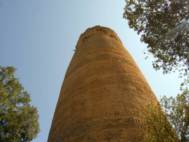 Ortaçağ sınır kontrol kulesi dağ bitkileri arasında.