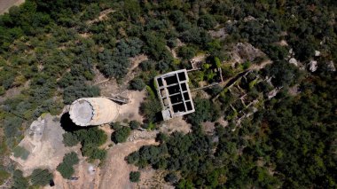 Aerial view of the old tower and other structures of the time. clipart