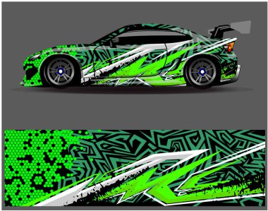 Car wrap design vector. Graphic abstract stripe racing background designs for vehicle, rally, race clipart