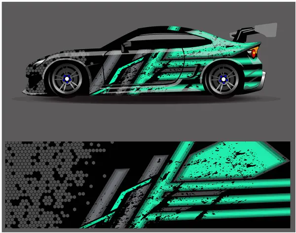 Araba ambalajı tasarımı. Araç, rali ve yarış için grafiksel soyut yarış arka plan tasarımları