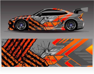 Car wrap design vector.Graphic abstract stripe racing background designs for vehicle, rally, race, adventure and car racing livery clipart