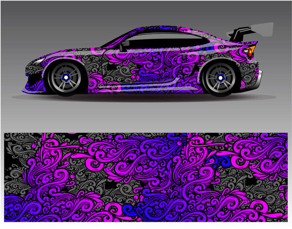 Car wrap design vector.Graphic abstract stripe racing background designs for vehicle, rally, race, adventure and car racing livery