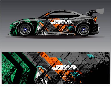 Car wrap design vector.Graphic abstract stripe racing background designs for vehicle, rally, race, adventure and car racing livery clipart