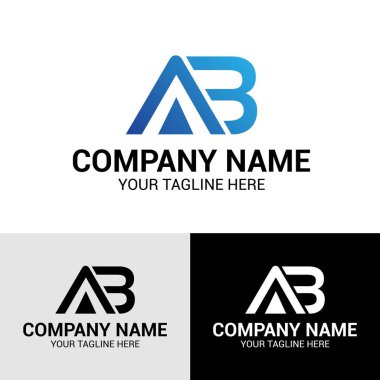 AB harfi İlk Asgari Tipografi Logo Tasarım Şablonu