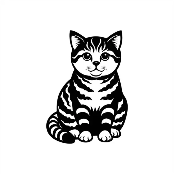 Amerikan Shorthair kedisi siluet vektör çiziminde oturuyor